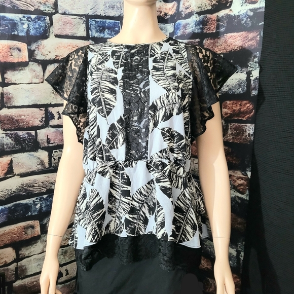 Kaari Blue Tops - 3 For $30 NWT Peplum Top with Lace Detail Cinched Waist